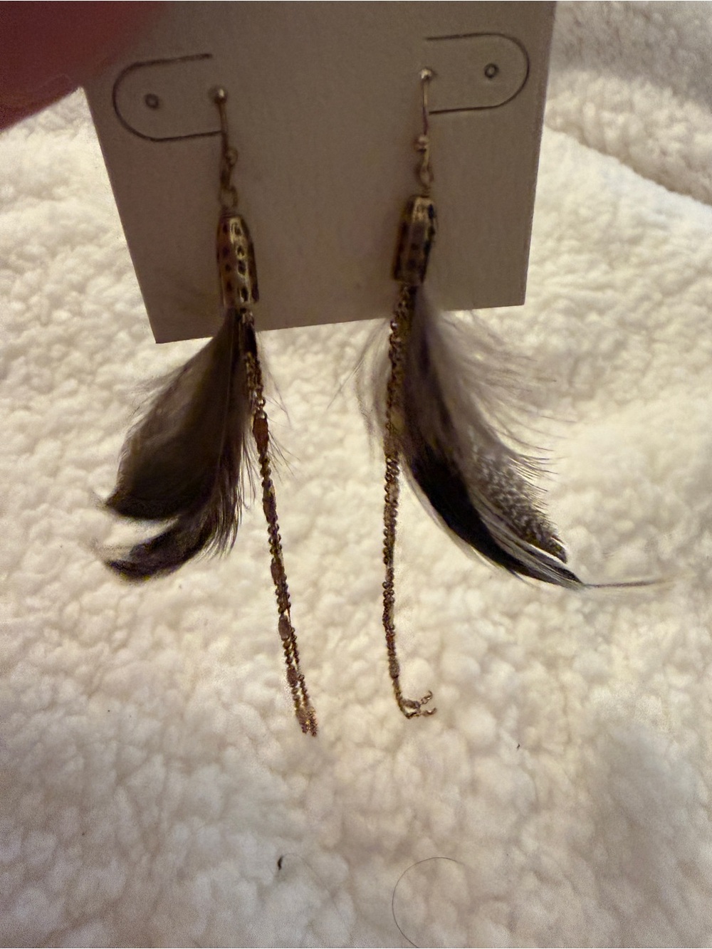 Buckle Gold-Tone Feather Drop Earrings - Black